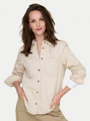 ONLY Koszula jeansowa Silla 15338783 Écru Slim Fit. Koszule damskie Only, m, bez wzorów, z bawełny, bez kołnierzyka, bez ramiączek. Za 159.99 zł.