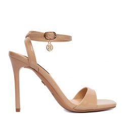 Sandały Nine West. Brązowe sandały damskie Nine West, bez wzorów, bez obcasa, na szpilce. Za 249.99 zł.