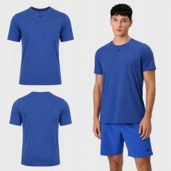 T-SHIRT MĘSKI 4F KOSZULKA TRENINGOWA SZYBKOSCHNĄCA XL. Niebieskie t-shirty męskie 4f, m, bez wzorów, z dresówki, bez kołnierzyka. Za 99.99 zł.
