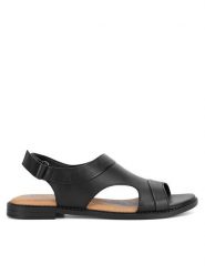 Lasocki Sandały EST-AFIONA-09 Czarny. Czarne sandały damskie Lasocki, bez wzorów, ze skóry, bez obcasa, na płaskiej podeszwie. Za 127.99 zł.