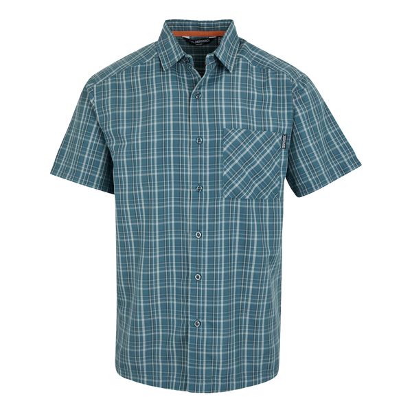 Koszula Męska W Kratkę Z Krótkim Rękawem Mindano IX. Niebieskie koszule męskie Regatta, m, bez wzorów, bez kołnierzyka, bez ramiączek. Za 72.99 zł.