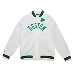 Satynowa bluza dresowa Boston Celtics. Białe bluzy bez kaptura męskie Mitchell & Ness, z dresówki. Za 506.00 zł.