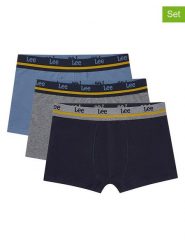 LEE Underwear Bokserki (3 pary) "Irving" w kolorze czarnym, szarym i błękitnym rozmiar: L. Czarne bokserki męskie LEE Underwear, bez wzorów. Za 86.95 zł.