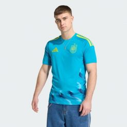 Bramkarska koszulka podstawowa Hiszpania 26. Niebieskie t-shirty sportowe męskie Adidas, bez ramiączek, do piłki nożnej, climacool (adidas). Za 439.00 zł.