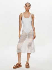Calvin Klein Swimwear Sukienka plażowa KW0KW02464 Biały Regular Fit. Białe sukienki damskie Calvin Klein Swimwear, na plażę, xl, bez wzorów, z wiskozy, bez kołnierzyka, bez ramiączek. Za 309.99 zł.