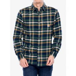 Koszula męska Carhartt Flannel L/S Plaid Shirt. Niebieskie koszule męskie Carhartt, l, bez wzorów, bez kołnierzyka, bez ramiączek. Za 277.99 zł.