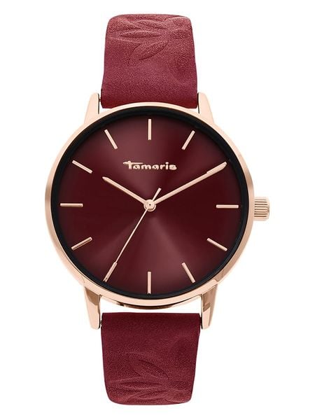 Tamaris Zegarek kwarcowy w kolorze różowozłoto-bordowym rozmiar: onesize. Czerwone, analogowe zegarki damskie Tamaris, ze stali. Za 152.99 zł.