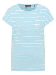 ELBSAND Koszulka "Selma" w kolorze błękitno-białym rozmiar: XS. Niebieskie bluzki damskie ELBSAND, xs, bez wzorów, bez kołnierzyka, bez ramiączek. Za 82.99 zł.