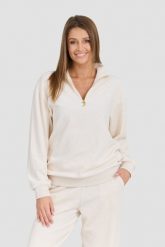 JUICY COUTURE Damska beżowa bluza Pete Pullover Gold. Brązowe bluzy bez kaptura damskie Juicy Couture, uniwersalny, z bawełny. W wyprzedaży za 289.99 zł.
