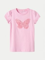 NAME IT T-Shirt Detsi 13240994 Różowy Regular Fit. Czerwone koszulki dziewczęce Name it, bez wzorów, z bawełny, bez ramiączek. Za 59.99 zł.