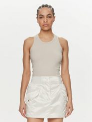 Calvin Klein Top K20K206554 Beżowy Slim Fit. Brązowe topy damskie CALVIN KLEIN, l, bez wzorów, bez kołnierzyka. Za 289.99 zł.
