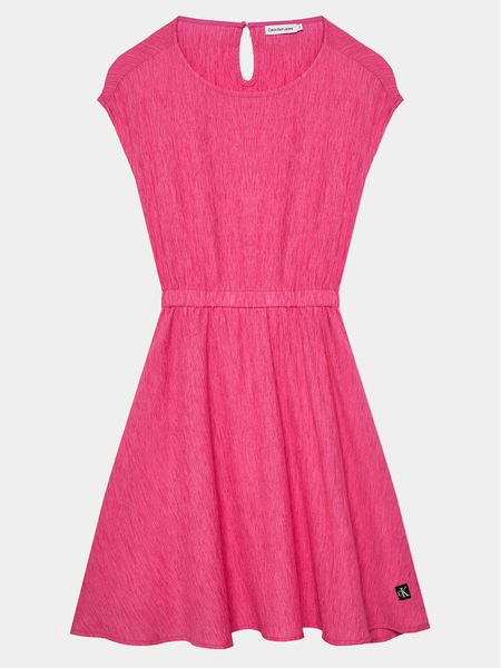 Calvin Klein Jeans Sukienka codzienna IG0IG02484 Różowy Regular Fit. Czerwone spodnie dziewczęce Calvin Klein Jeans, bez wzorów, z jeansu, bez ramiączek. Za 299.99 zł.