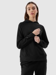 4F Bluza dresowa nierozpinana z kapturem damska - czarna XL. Czarne bluzy z kapturem damskie 4f, l, z bawełny. W wyprzedaży za 79.99 zł.