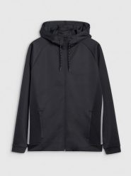 4F Bluza treningowa regular szybkoschnąca męska - czarna 3XL. Czarne bluzy bez kaptura męskie 4f, bez wzorów, z dzianiny, sportowe, bez kołnierzyka, bez ramiączek. Za 199.99 zł.