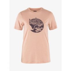 Koszulka merino damska Fjallraven Abisko Wool Fox. Czerwone bluzki sportowe damskie Fjällräven, bez wzorów, bez ramiączek. Za 272.99 zł.