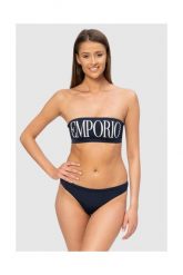 EMPORIO ARMANI Granatowe bikini z białym logo. Niebieskie bikini damskie Emporio Armani, bez wzorów. W wyprzedaży za 329.99 zł.