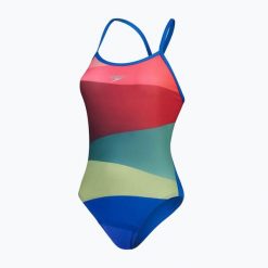Strój pływacki jednoczęściowy damski Speedo Placement Digital Turnback. Czerwone stroje jednoczęściowe damskie Speedo, xs, bez wzorów. Za 189.99 zł.