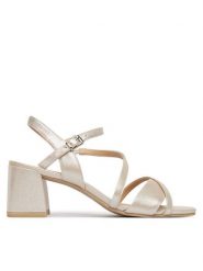 Caprice Sandały 9-28302-46 Beżowy. Brązowe sandały damskie Caprice, bez wzorów, ze skóry, bez obcasa, na słupku. Za 247.99 zł.