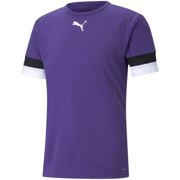 Koszulka piłkarska męska PUMA teamRISE Jersey. Fioletowe t-shirty sportowe męskie Puma, l, z jersey, bez ramiączek, do piłki nożnej. Za 92.82 zł.