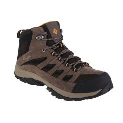 Buty trekkingowe męskie Columbia Crestwood Mid Waterproof. Brązowe buty trekkingowe męskie Columbia, z gumy, bez zapięcia, trekkingowe. Za 299.99 zł.