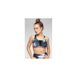 Biustonosz sportowy do jogi STAD251 - multikolor allover. Biustonosze sportowe damskie 4f, bez wzorów, z dzianiny. W wyprzedaży za 49.99 zł.