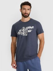 4F T-shirt regular z nadrukiem męski - szary XL. Szare t-shirty męskie 4f, m, bez wzorów, z bawełny, bez kołnierzyka. Za 59.99 zł.
