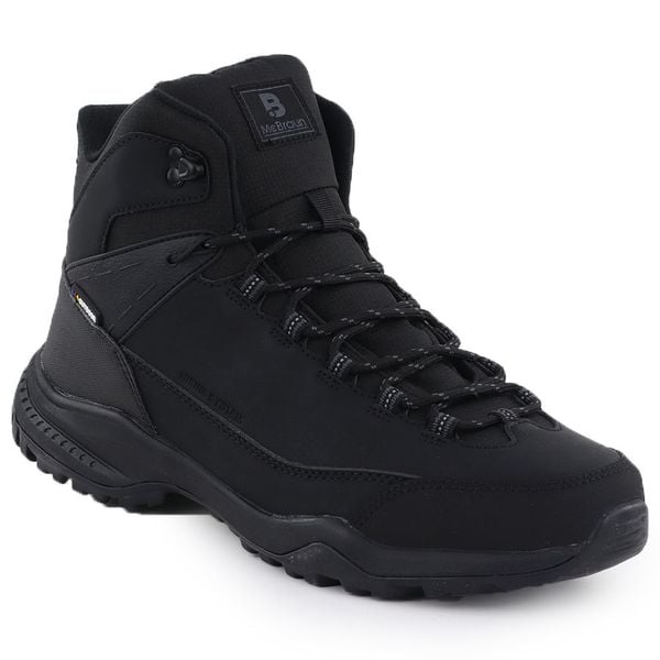 Buty sportowe trekkingowe wysokie nieocieplane czarne McBraun 9457. Czarne buty trekkingowe męskie McBraun, ze skóry ekologicznej, bez zapięcia. Za 199.99 zł.