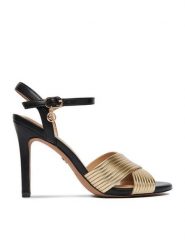 Nine West Sandały CEO-CD25-217-1 Złoty. Żółte sandały damskie Nine West, bez wzorów, z materiału, bez obcasa, na szpilce. Za 229.99 zł.