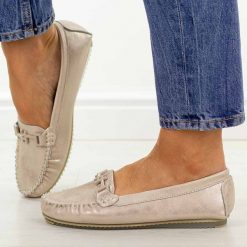 Złote skórzane mokasyny damskie S.Barski 7034. Żółte mokasyny damskie S.BARSKI, z jeansu. Za 219.00 zł.