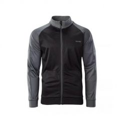 Bluza sportowa męska Hi-Tec Delian. Czarne bluzy bez kaptura męskie Hi-tec, bez wzorów, z materiału, sportowe, bez kołnierzyka, bez ramiączek. Za 173.50 zł.