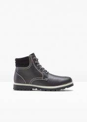 Kozaki sznurowane. Czarne buty zimowe męskie bonprix, na zimę, bez zapięcia. Za 159.99 zł.