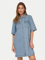ONLY Sukienka jeansowa Belle 15324384 Niebieski Regular Fit. Niebieskie sukienki damskie Only, xs, bez wzorów, z bawełny, bez kołnierzyka, bez ramiączek. Za 139.99 zł.