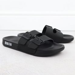 Klapki męskie plażowe basenowe czarne Big Star RR174A036. Czarne klapki i japonki męskie Big Star, z materiału. Za 65.99 zł.