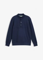 Bluza z listwą guzikową z czystej bawełny organicznej. Niebieskie bluzy bez kaptura męskie bonprix, m, z bawełny. Za 102.99 zł.