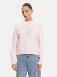 Guess Bluza W5GQ12 KBKM0 Różowy Regular Fit. Czerwone bluzy bez kaptura damskie Guess, xxl, z bawełny. Za 429.99 zł.