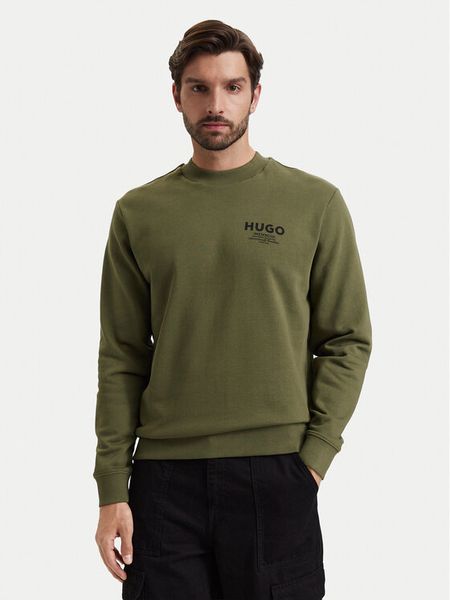 HUGO Bluza Nespon 50572772 Zielony ciemny Regular Fit. Zielone bluzy bez kaptura męskie Hugo, l, z bawełny. Za 349.99 zł.