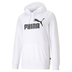 Męska bluza z kapturem i dużym logo z kolekcji Essentials PUMA White. Białe bluzy z kapturem męskie Puma, m, prążkowane. Za 231.05 zł.