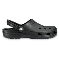 Klapki dla dorosłych Crocs Classic. Czarne klapki damskie Crocs, bez wzorów, z syntetyku, bez obcasa. Za 224.96 zł.