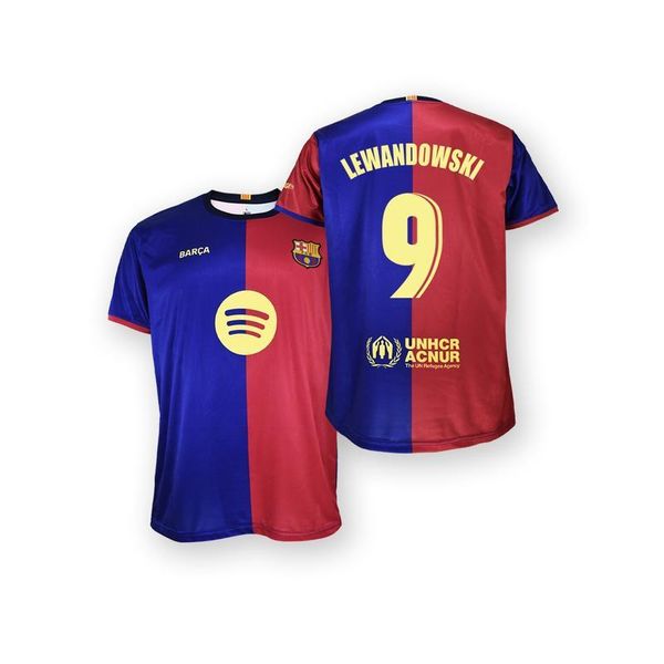 Replika koszulki domowej FC Barcelona 24-25 Premium - Lewandowski 9. Niebieskie t-shirty damskie FC Barcelona, l, bez wzorów, z bawełny, bez kołnierzyka. Za 306.64 zł.