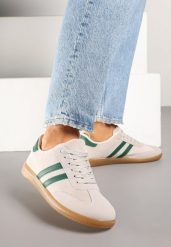 Zielone Sneakersy Typu Kultowe Tenisówki Zdobione Przeszyciami Remiana. Brązowe trampki i tenisówki damskie Renee, z aplikacjami, z jeansu. Za 69.99 zł.