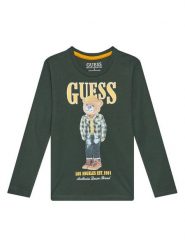 Guess Bluzka N5BI04I3Z14 Zielony Regular Fit. Zielone t-shirty chłopięce Guess, z aplikacjami, z bawełny, bez ramiączek. Za 89.99 zł.