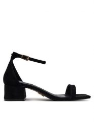 Steve Madden Sandały Gena SM11003579 Czarny. Czarne sandały damskie Steve Madden, bez wzorów, ze skóry, bez obcasa, na słupku. Za 359.99 zł.