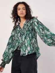 Apricot Bluzka w kolorze zielono-białym rozmiar: L. Zielone bluzki damskie Apricot, l, bez wzorów, bez kołnierzyka, bez ramiączek. Za 65.38 zł.