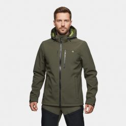 Kurtka softshell męska trekkingowa Alpinus Roignais. Zielone kurtki męskie Alpinus, m, bez wzorów, z elastanu, bez kaptura. Za 399.00 zł.