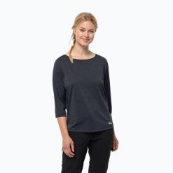 Koszulka trekkingowa damska Jack Wolfskin Jwp 3/4. Niebieskie bluzki damskie Jack Wolfskin, xs, bez wzorów, bez kołnierzyka. Za 85.99 zł.