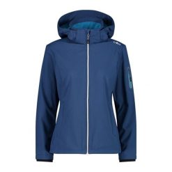 Damska kurtka turystyczna z kapturem CMP. Niebieskie kurtki damskie CMP, bez wzorów, z softshellu, z kapturem. Za 371.50 zł.