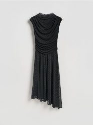 Asymetryczna sukienka midi - wielobarwny. Sukienki damskie Reserved, na co dzień, l, bez wzorów, z dzianiny, z asymetrycznym kołnierzem, bez ramiączek, midi, asymetryczne. Za 159.99 zł.