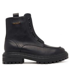 Botki TWINSET. Czarne botki damskie Twinset, bez obcasa, na płaskiej podeszwie, bez zapięcia. Za 939.99 zł.