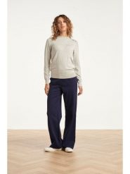 Smashed Lemon Spodnie w kolorze granatowym rozmiar: L. Niebieskie spodnie materiałowe damskie Smashed Lemon, bez wzorów, z materiału, z podwyższonym stanem. Za 126.99 zł.