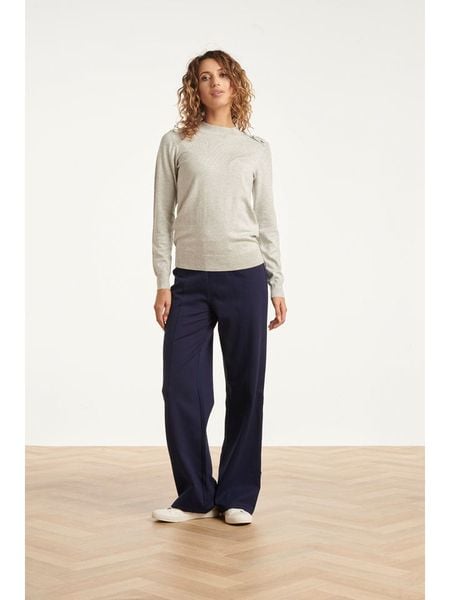 Smashed Lemon Spodnie w kolorze granatowym rozmiar: L. Niebieskie spodnie materiałowe damskie Smashed Lemon, bez wzorów, z materiału, z podwyższonym stanem. Za 126.99 zł.